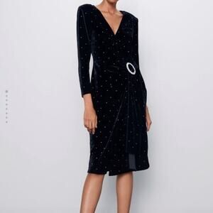 NWT Zara Black Sparkly Velvet Dress.